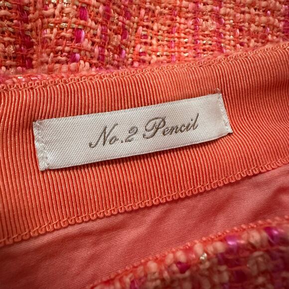 J. Crew orange and pink plaid tweed No. 2 pencil skirt size 8 - Picture 6 of 10
